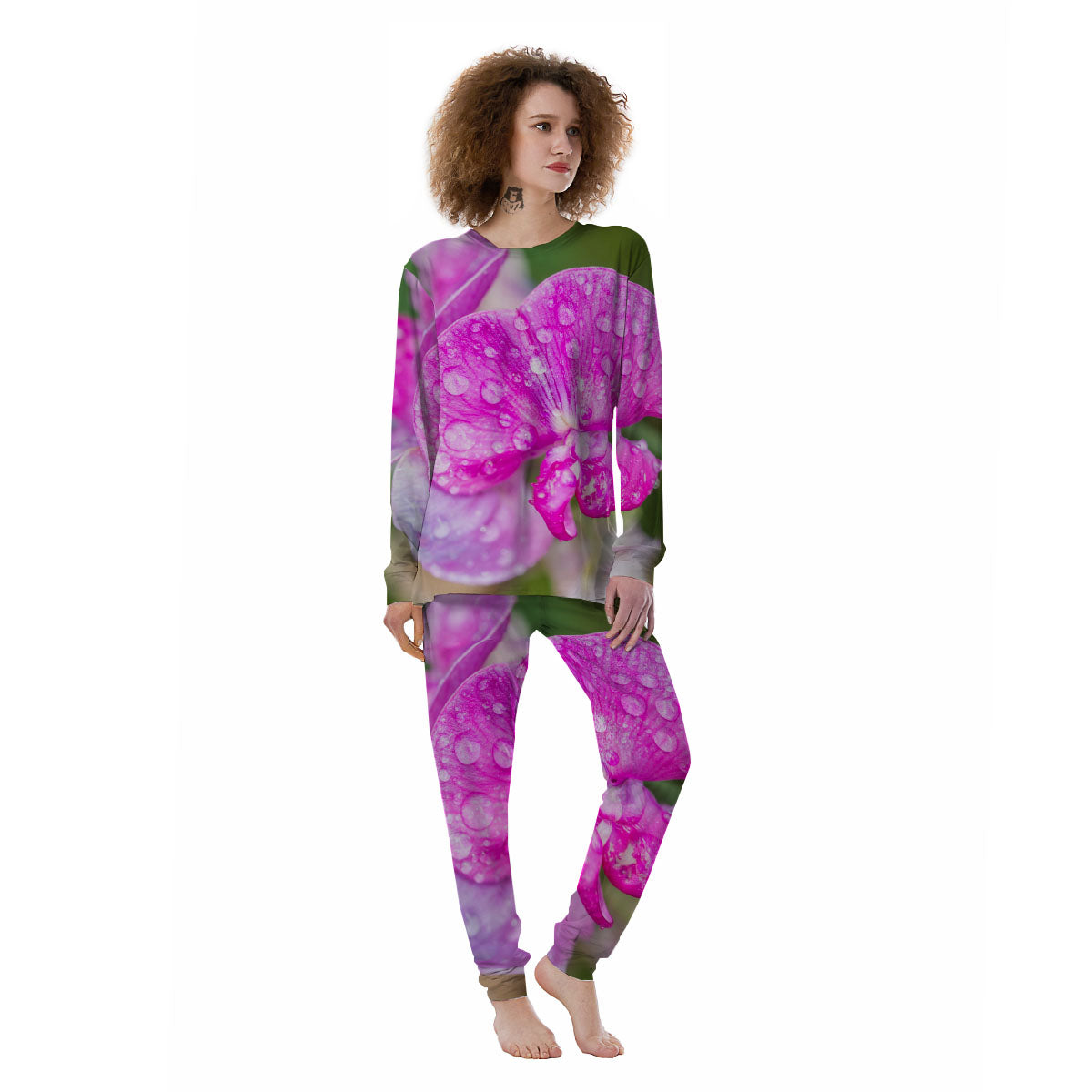 Sweet Pea Purple Print Women's Pajamas-grizzshop