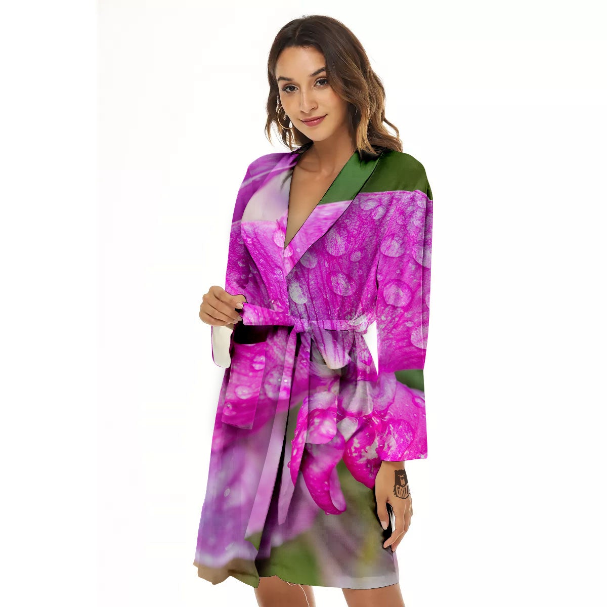 Sweet Pea Purple Print Women's Robe-grizzshop