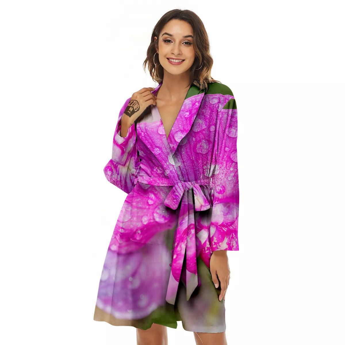 Sweet Pea Purple Print Women's Robe-grizzshop