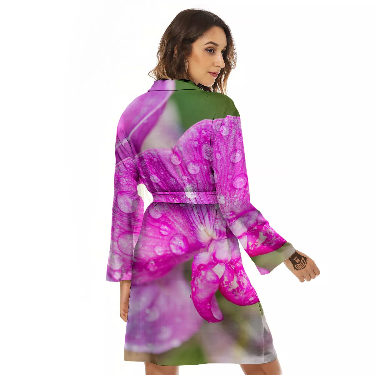 Sweet Pea Purple Print Women's Robe-grizzshop