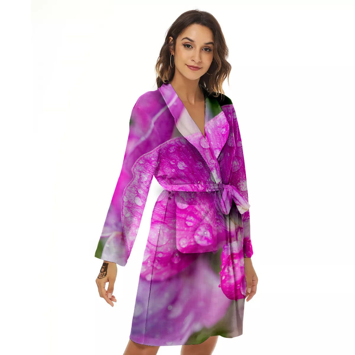 Sweet Pea Purple Print Women's Robe-grizzshop
