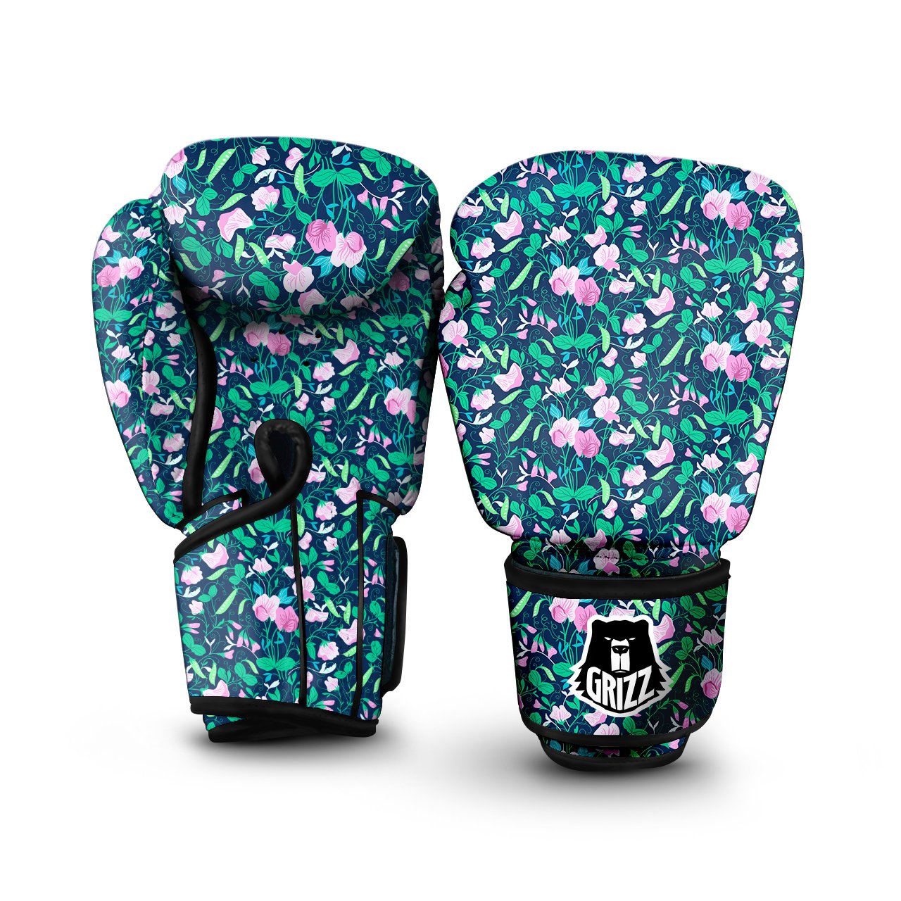 Sweet Pea Vintage Print Pattern Boxing Gloves-grizzshop