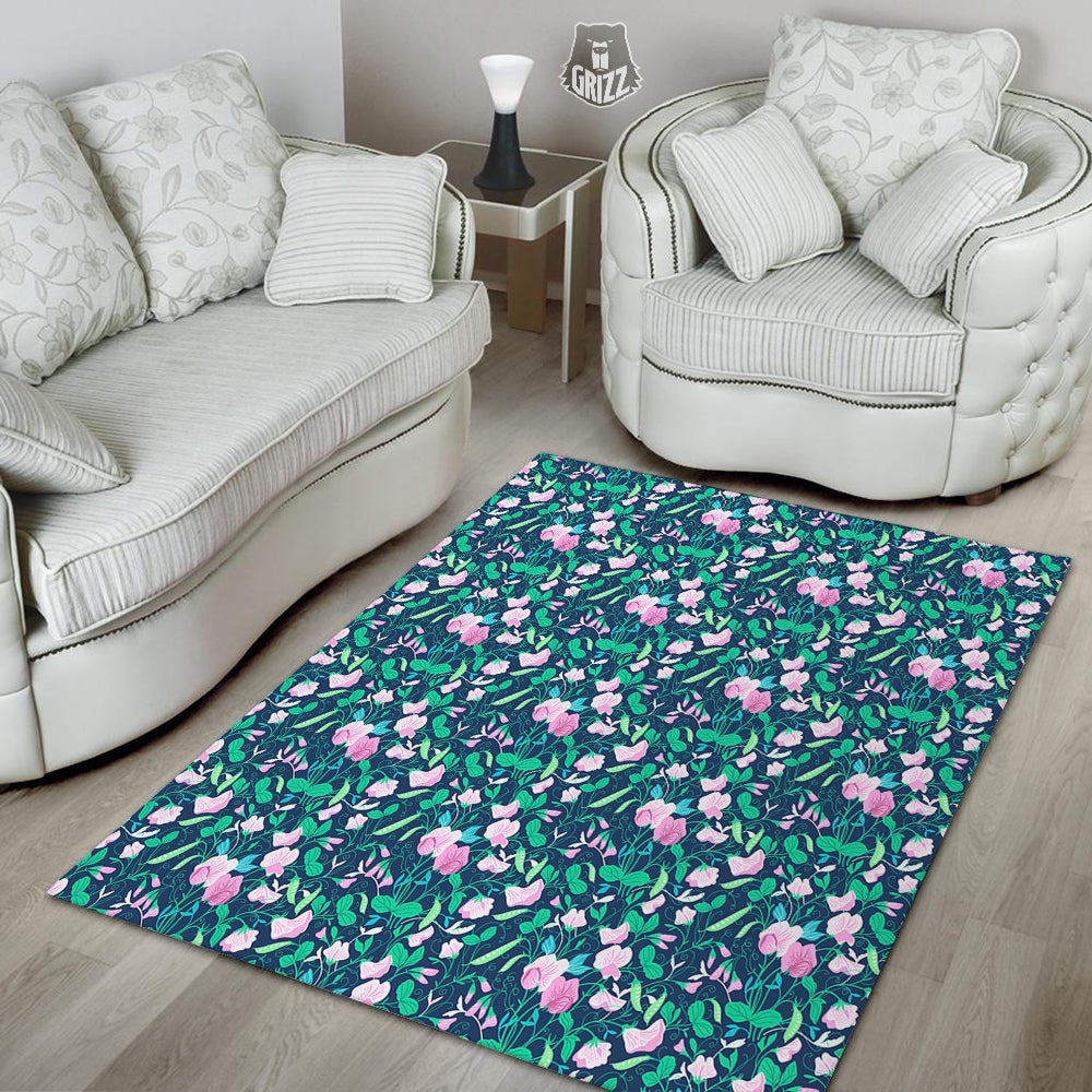 Sweet Pea Vintage Print Pattern Floor Mat-grizzshop