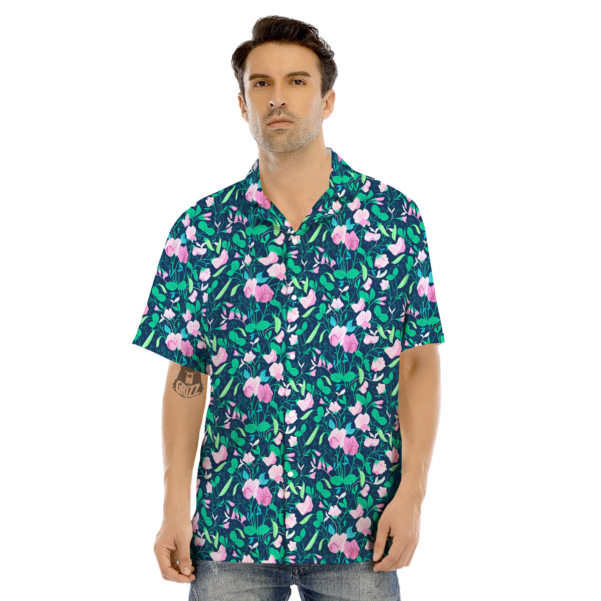 Sweet Pea Vintage Print Pattern Men's Hawaiian Shirt-grizzshop