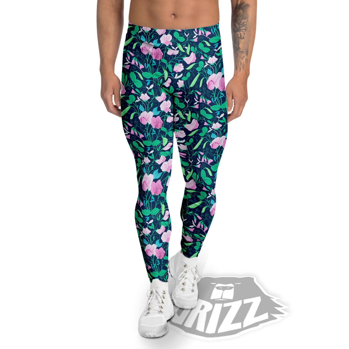 Sweet Pea Vintage Print Pattern Men's Leggings-grizzshop
