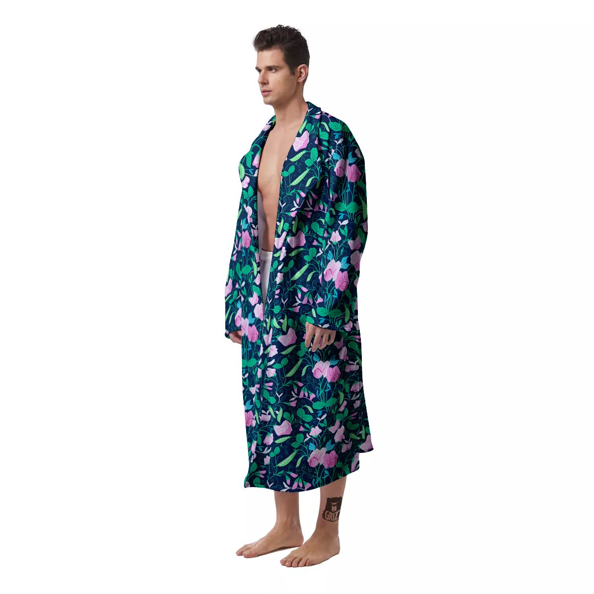 Sweet Pea Vintage Print Pattern Men's Robe-grizzshop