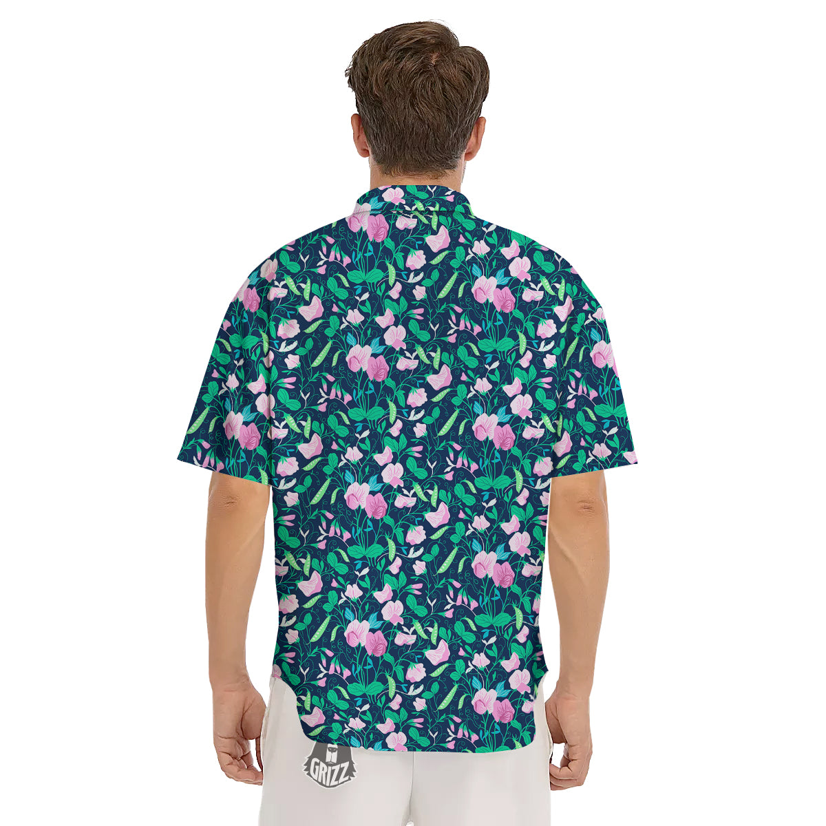 Sweet Pea Vintage Print Pattern Men's Short Sleeve Shirts-grizzshop