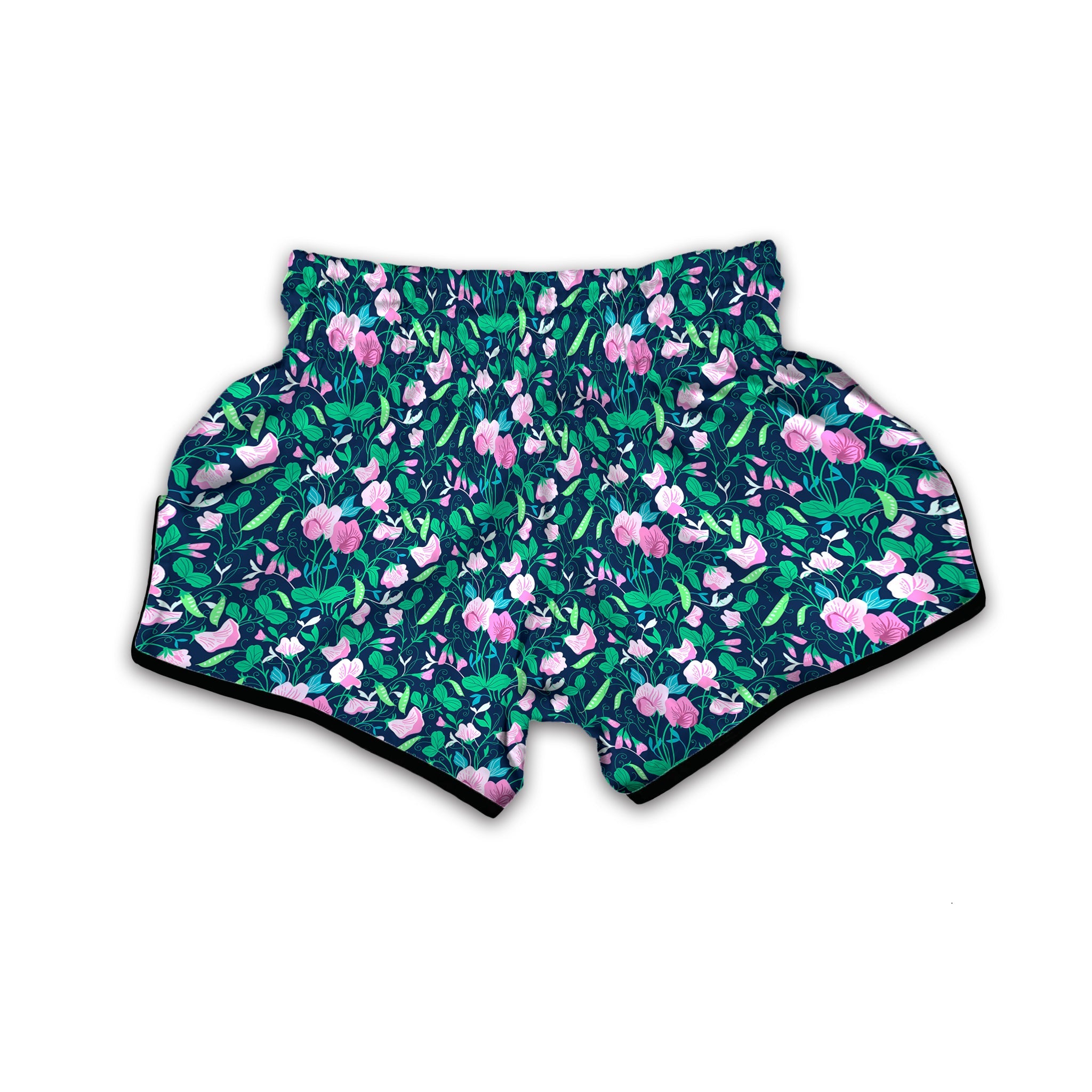 Sweet Pea Vintage Print Pattern Muay Thai Boxing Shorts-grizzshop