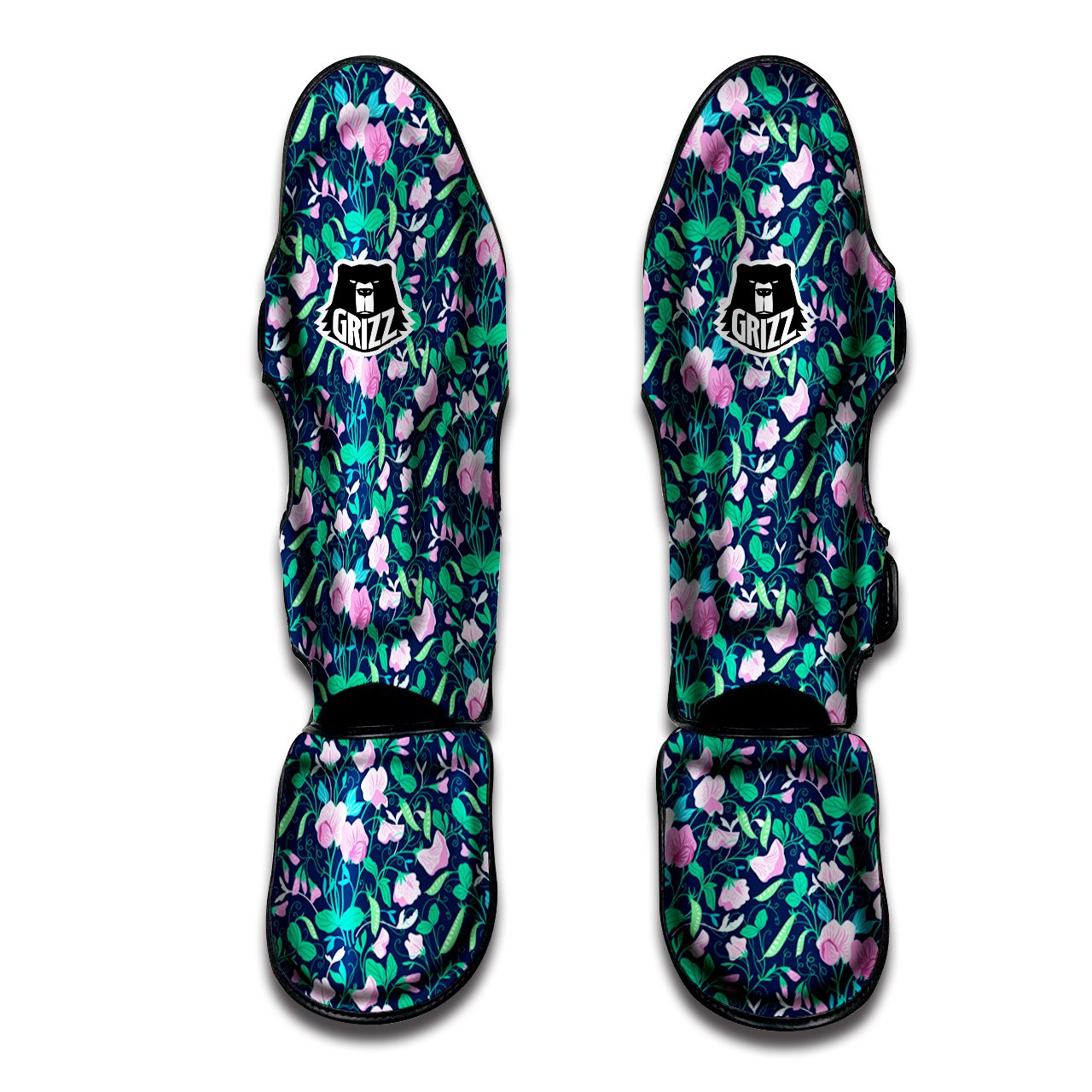Sweet Pea Vintage Print Pattern Muay Thai Shin Guards-grizzshop