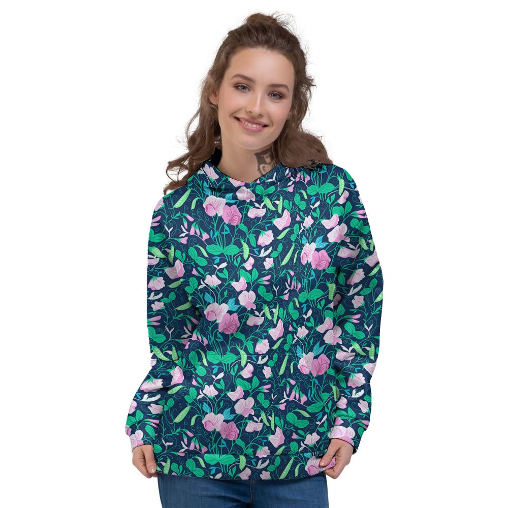 Sweet Pea Vintage Print Pattern Women's Hoodie-grizzshop