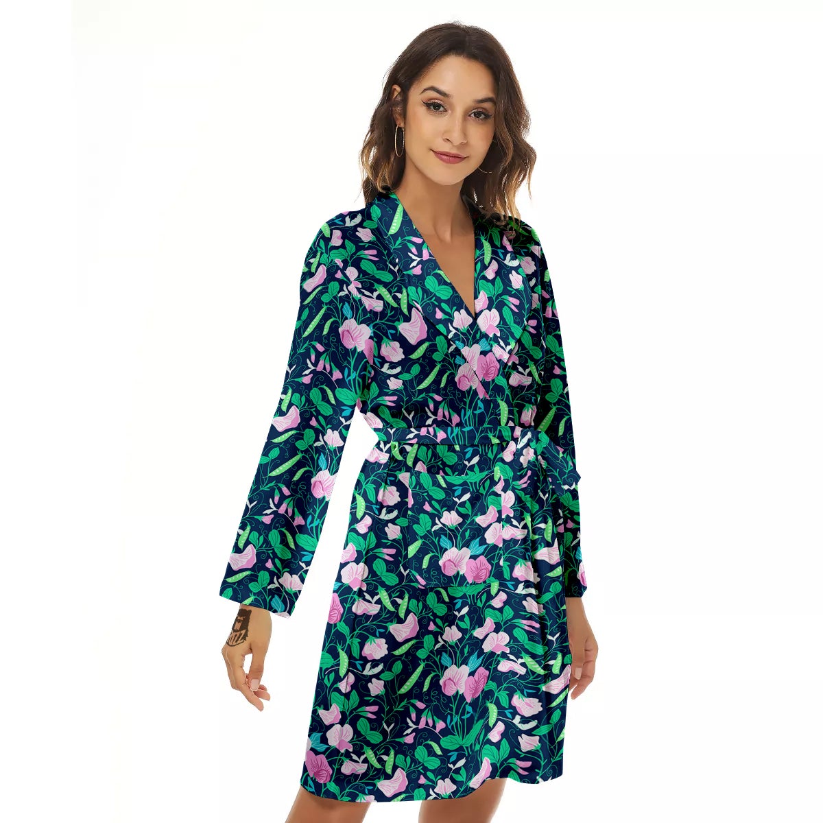 Sweet Pea Vintage Print Pattern Women's Robe-grizzshop