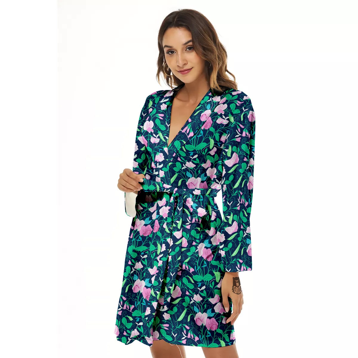Sweet Pea Vintage Print Pattern Women's Robe-grizzshop