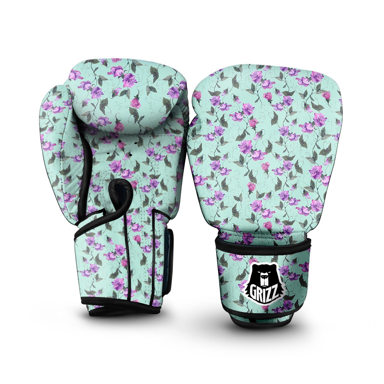Sweet Pea Watercolor Print Pattern Boxing Gloves-grizzshop