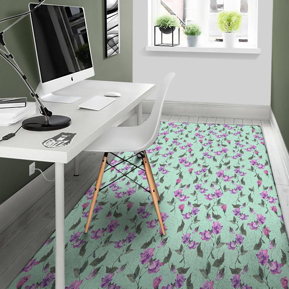 Sweet Pea Watercolor Print Pattern Floor Mat-grizzshop