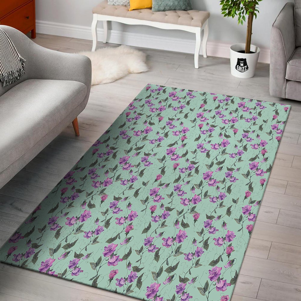Sweet Pea Watercolor Print Pattern Floor Mat-grizzshop