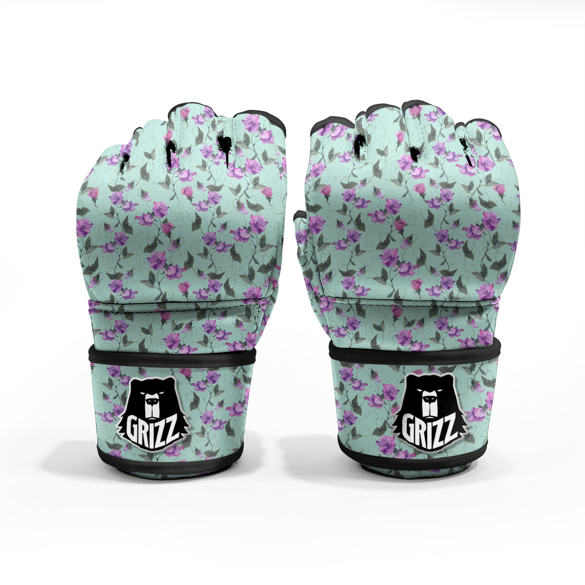 Sweet Pea Watercolor Print Pattern MMA Gloves-grizzshop