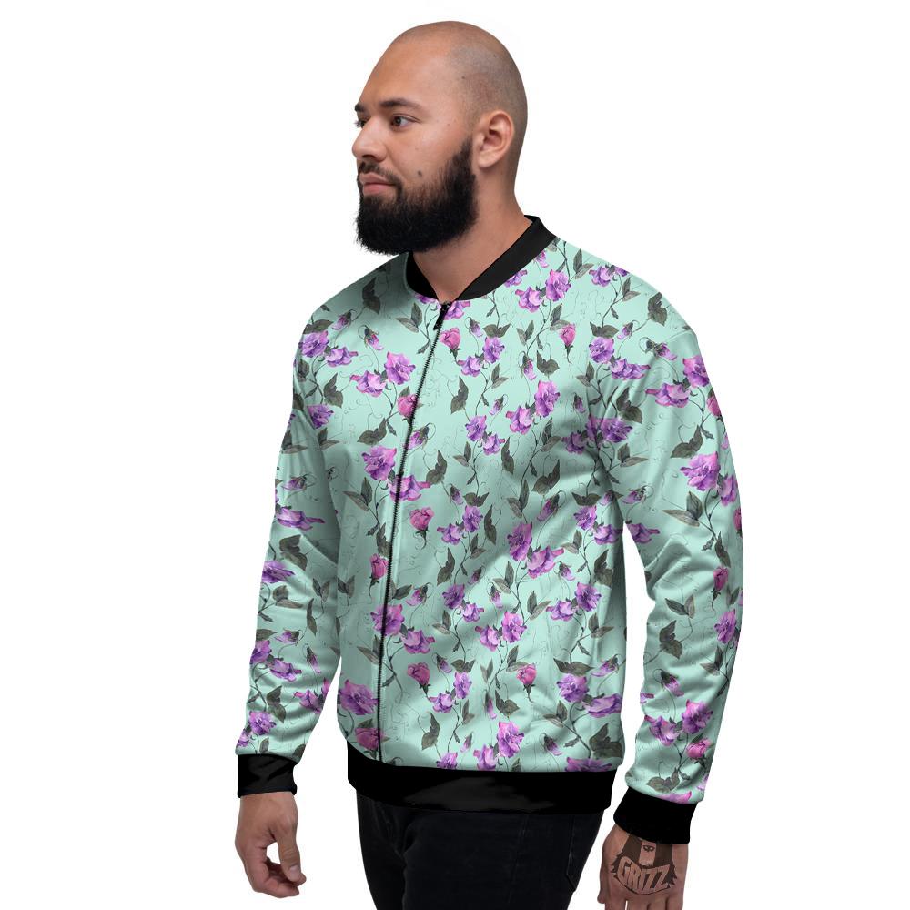 Sweet Pea Watercolor Print Pattern Men's Bomber Jacket-grizzshop