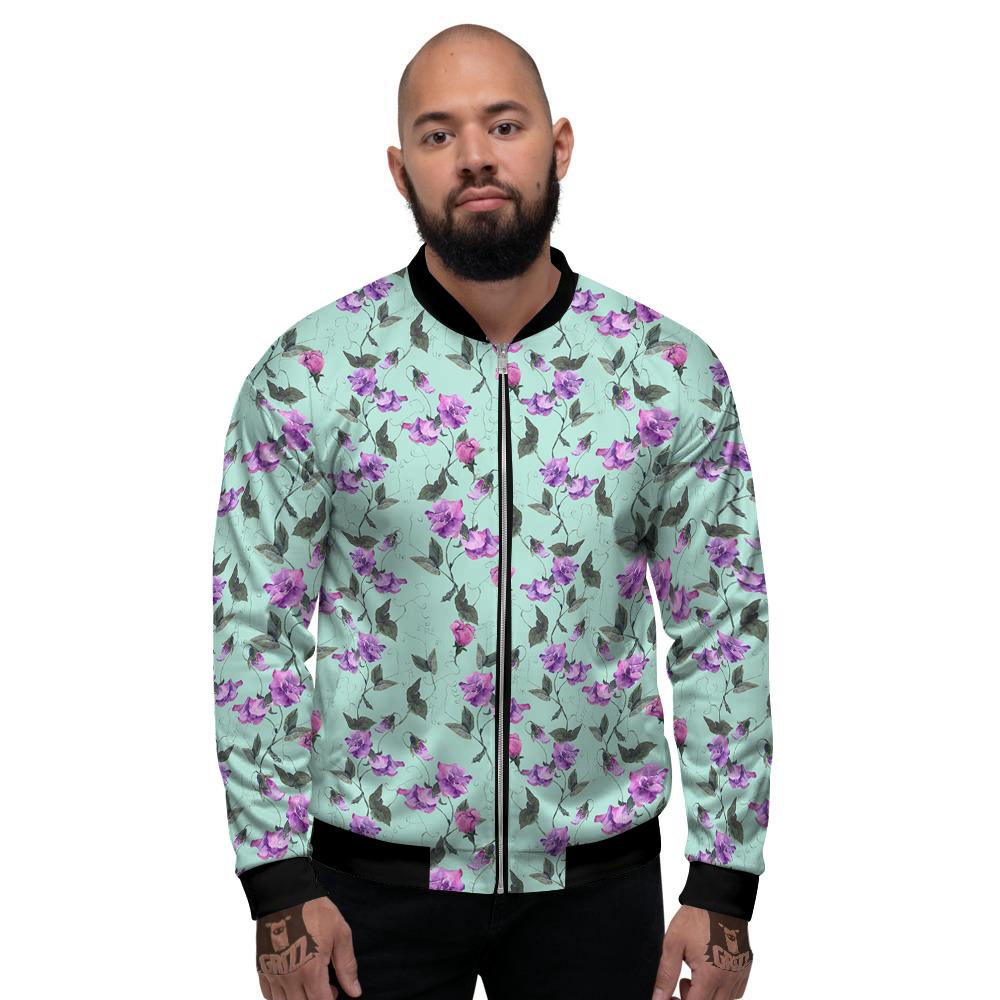 Sweet Pea Watercolor Print Pattern Men's Bomber Jacket-grizzshop