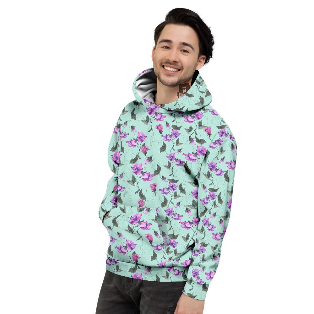 Sweet Pea Watercolor Print Pattern Men's Hoodie-grizzshop