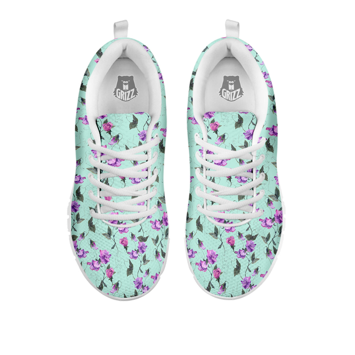 Sweet Pea Watercolor Print Pattern White Sneaker-grizzshop