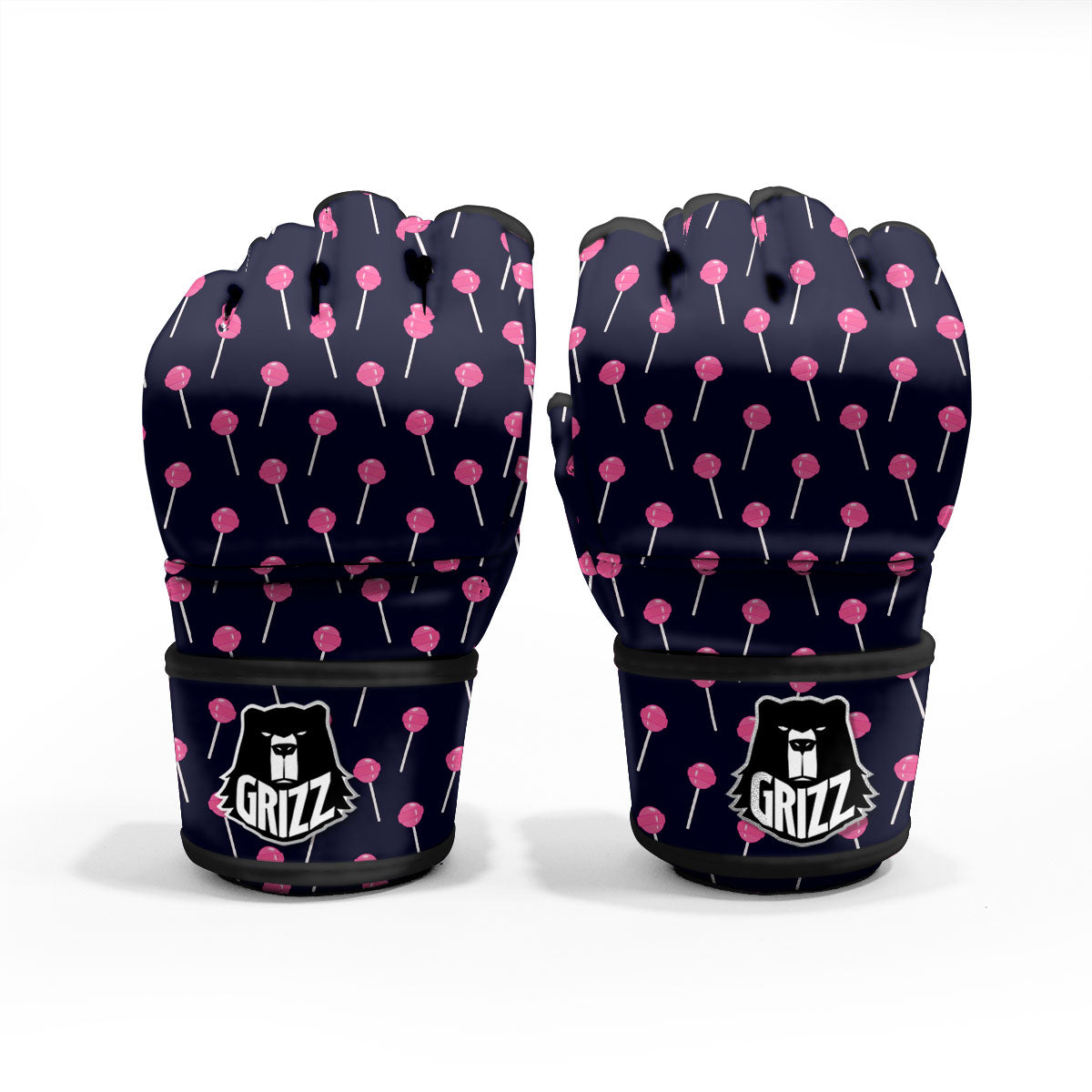 Sweet Pink Lollipop Print Pattern MMA Gloves-grizzshop