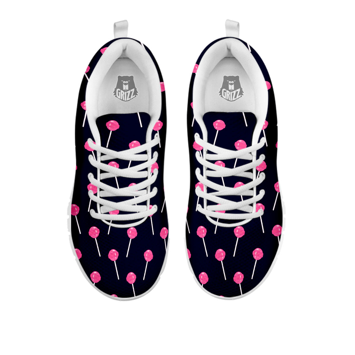 Sweet Pink Lollipop Print Pattern White Sneaker-grizzshop