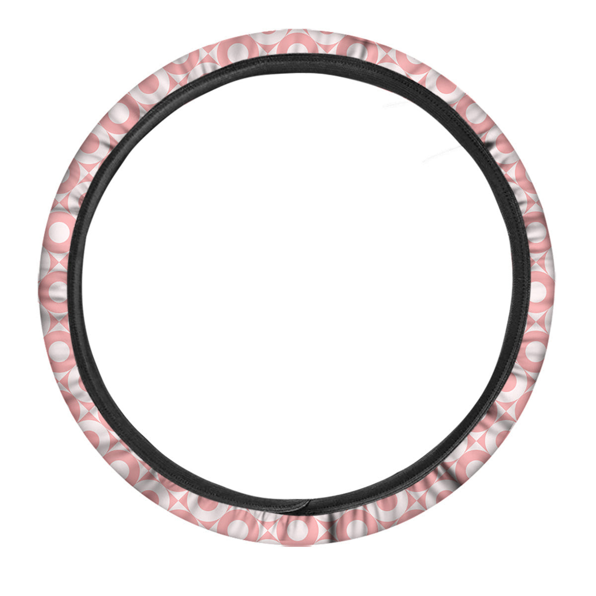 Sweet Pink Round And Square Print Pattern Car Steering Wheel Cover-grizzshop