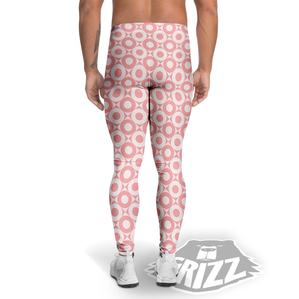 Sweet Pink Round And Square Print Pattern Men's Leggings-grizzshop