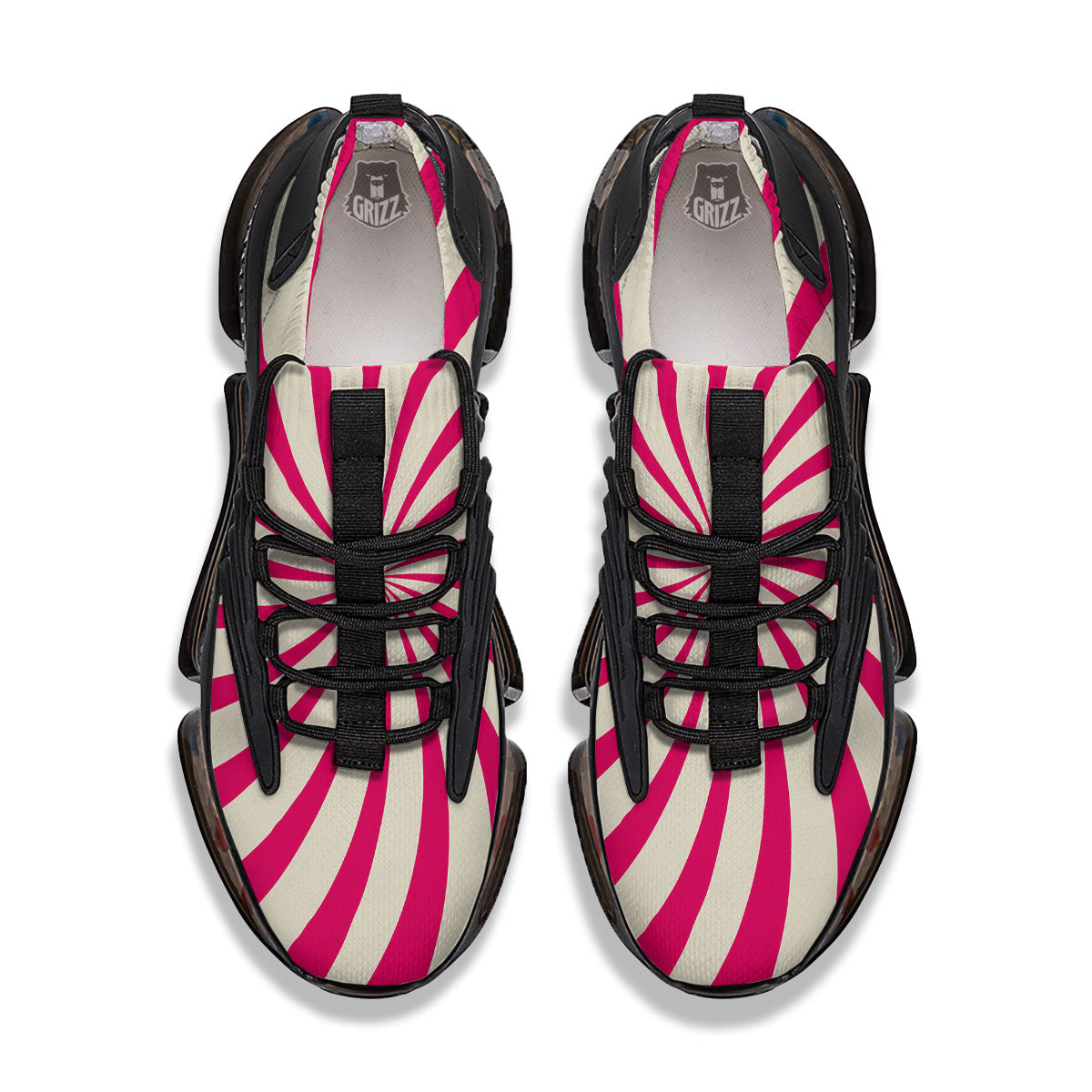 Swirl Candy Pink Print Black Gym Shoes-grizzshop