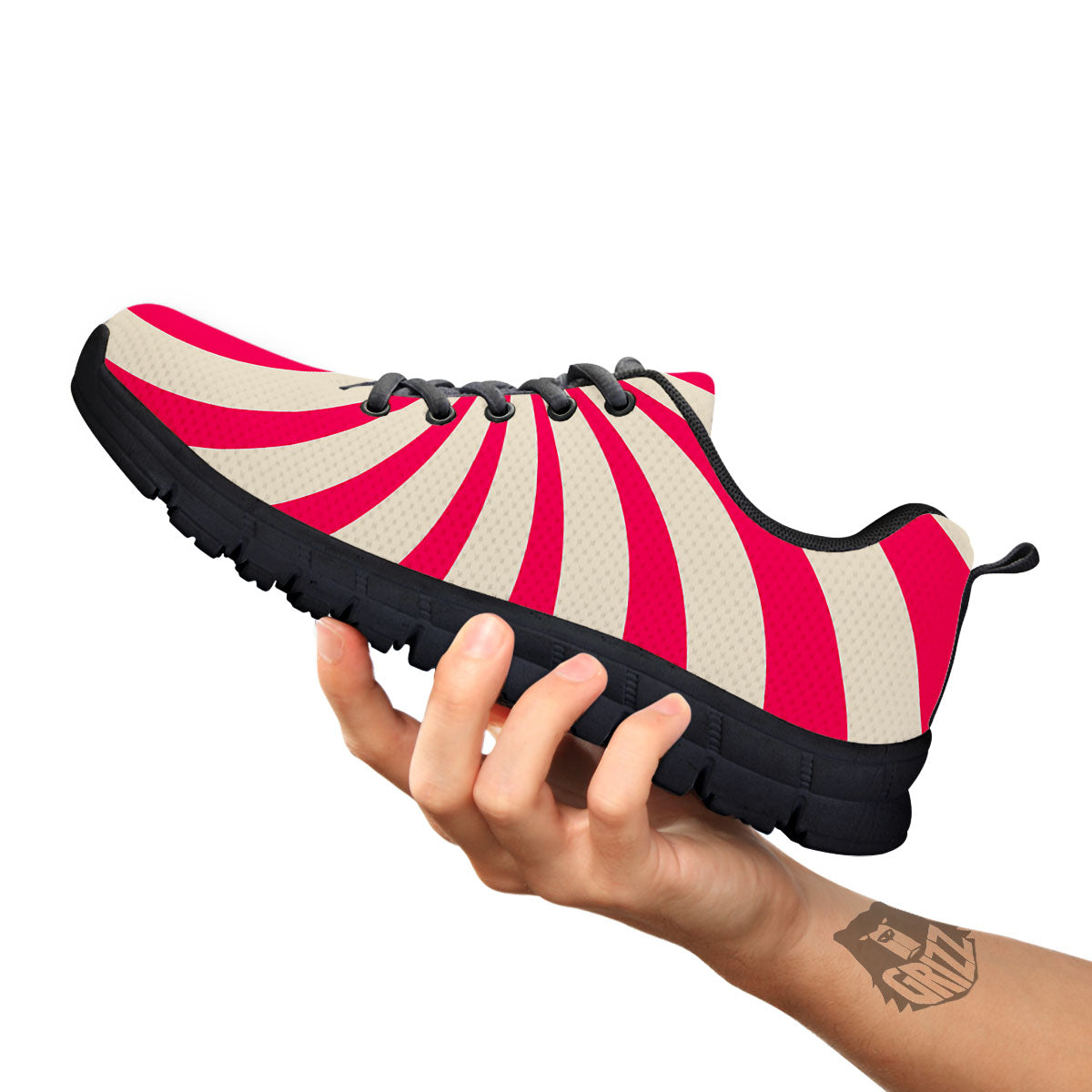 Swirl Candy Pink Print Black Sneaker-grizzshop