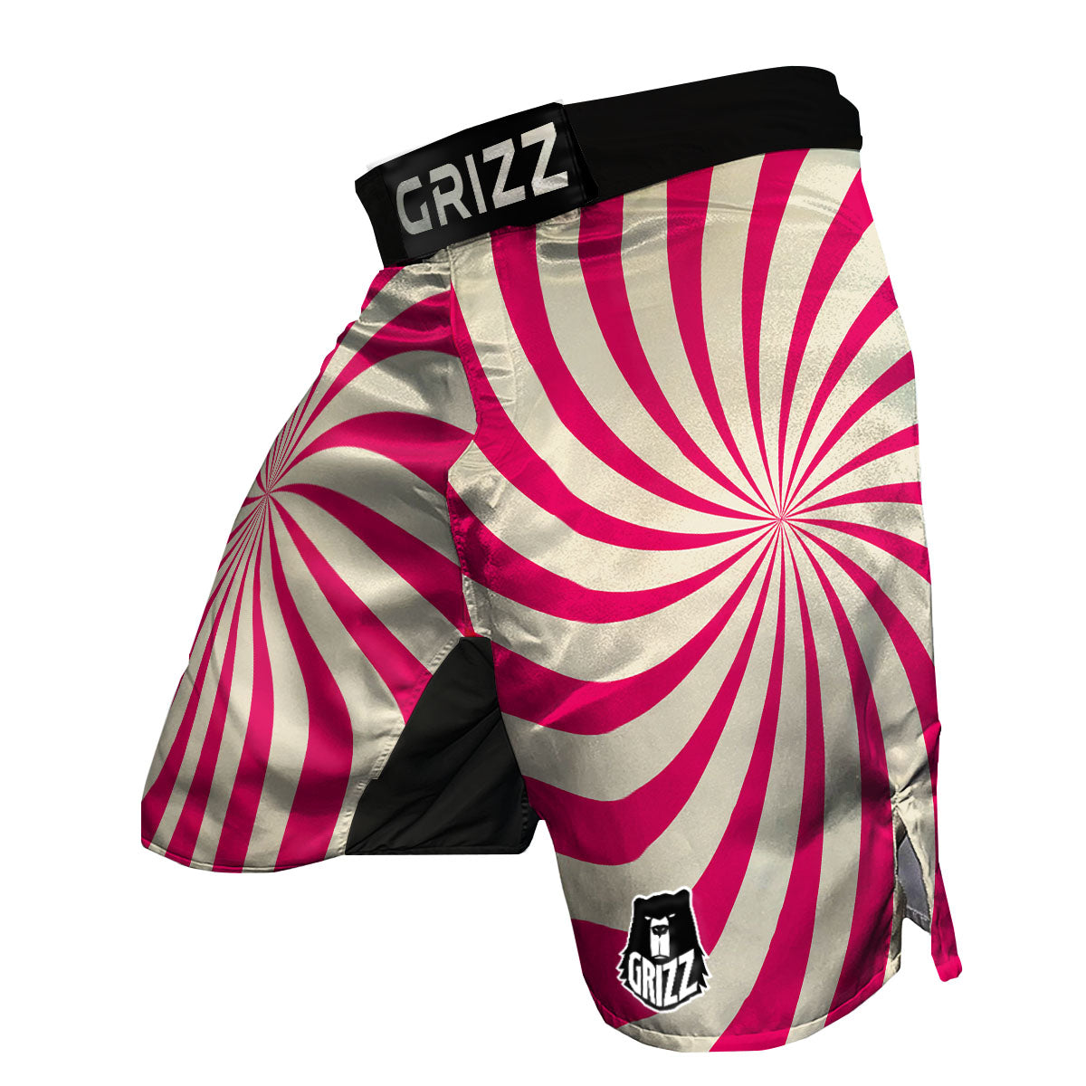 Swirl Candy Pink Print MMA Shorts-grizzshop