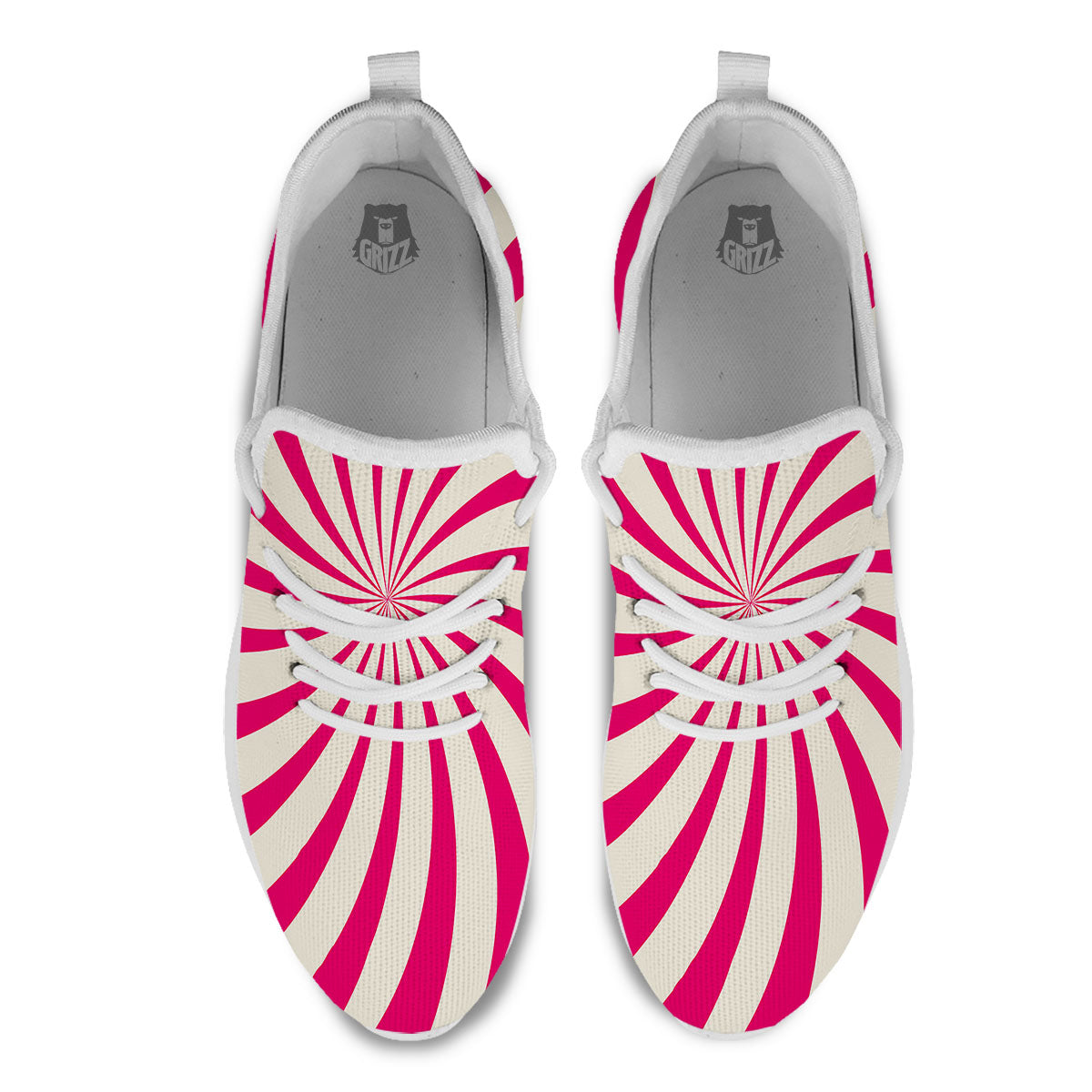 Swirl Candy Pink Print White Athletic Shoes-grizzshop