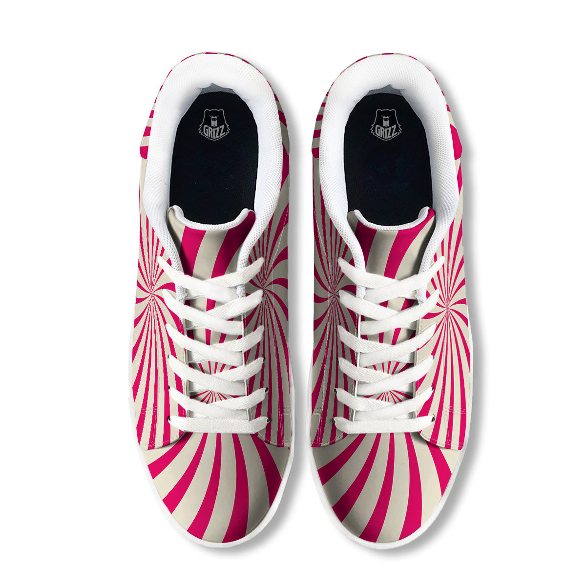 Swirl Candy Pink Print White Low Top Sneakers-grizzshop