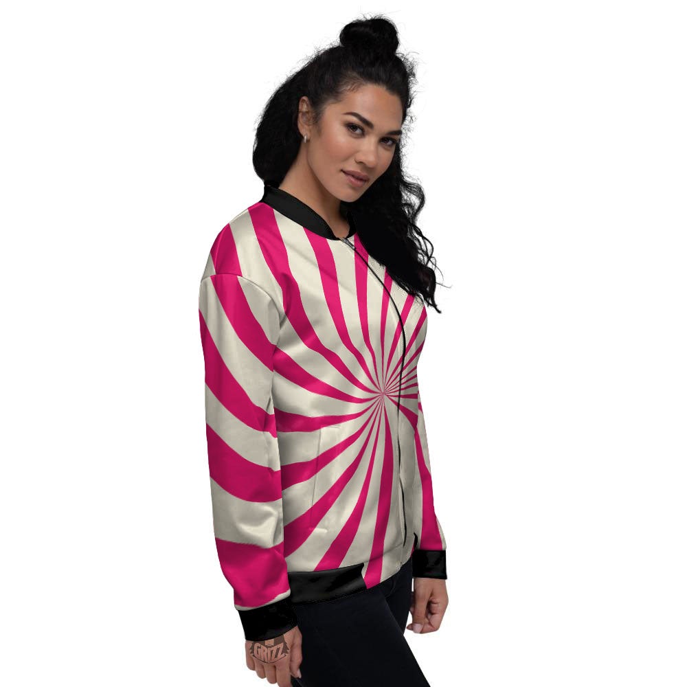 Swirl Candy Pink Print Women's Bomber Jacket-grizzshop