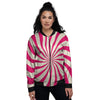 Swirl Candy Pink Print Women's Bomber Jacket-grizzshop