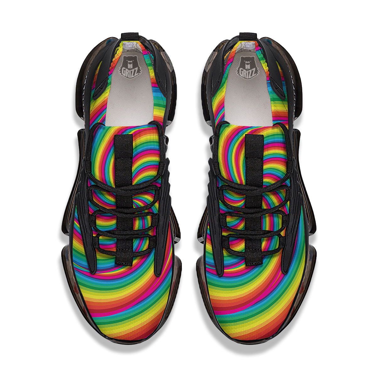 Swirl Candy Rainbow Print Black Gym Shoes-grizzshop