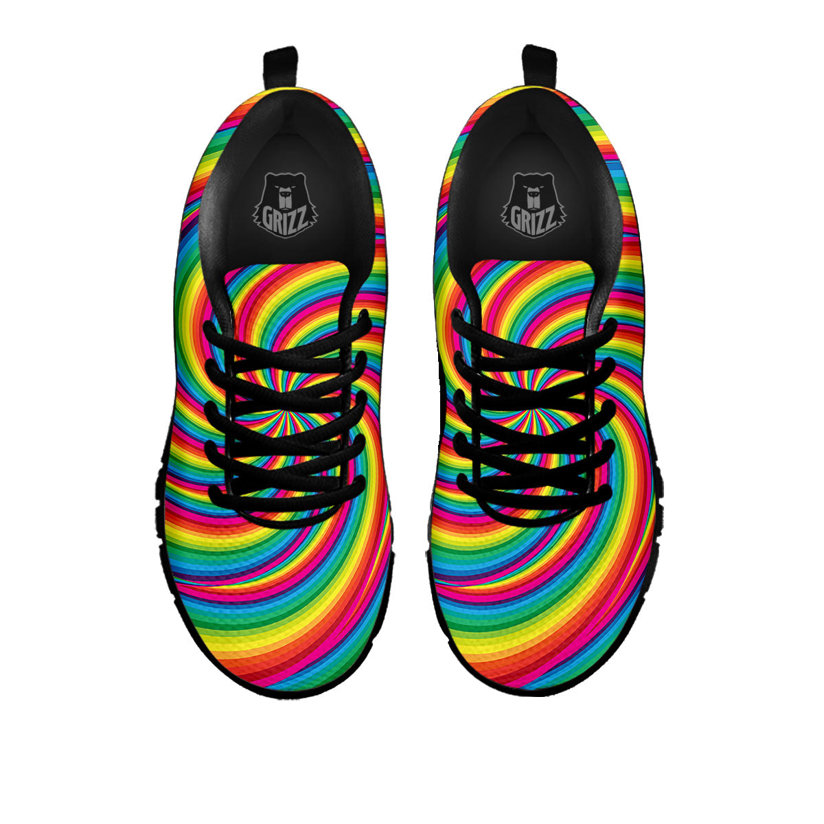 Swirl Candy Rainbow Print Black Sneaker-grizzshop