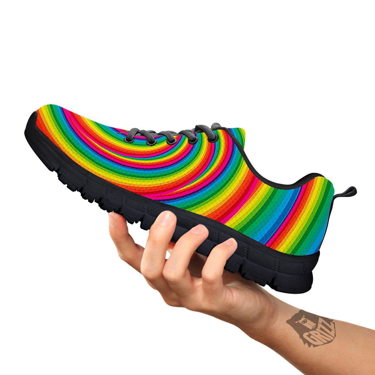 Swirl Candy Rainbow Print Black Sneaker-grizzshop