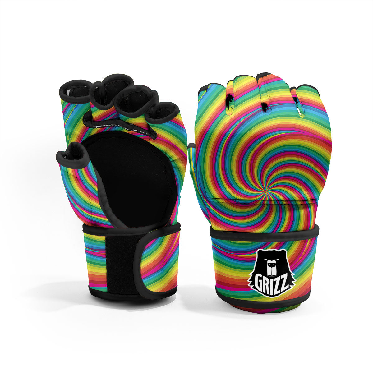 Swirl Candy Rainbow Print MMA Gloves-grizzshop