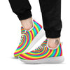 Swirl Candy Rainbow Print White Athletic Shoes-grizzshop