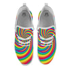 Swirl Candy Rainbow Print White Athletic Shoes-grizzshop