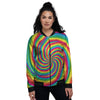 Swirl Candy Rainbow Print Women's Bomber Jacket-grizzshop