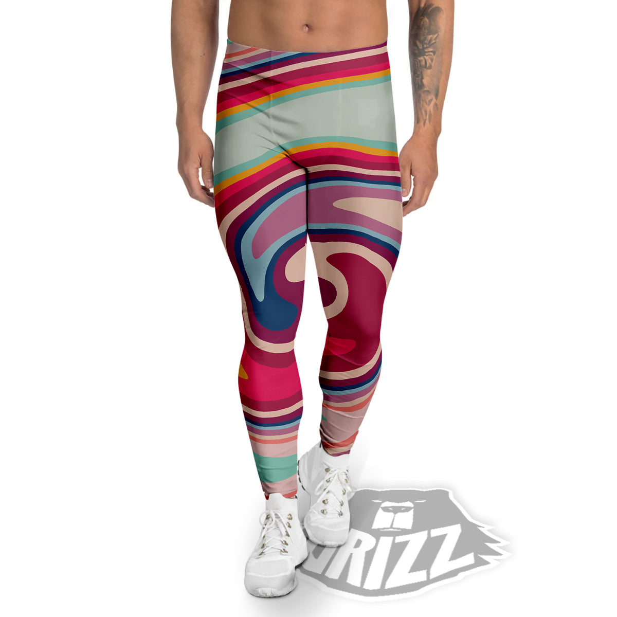 Swirl Colorful Print Men's Leggings-grizzshop