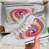 Swirl Colorful Print White High Top Shoes-grizzshop