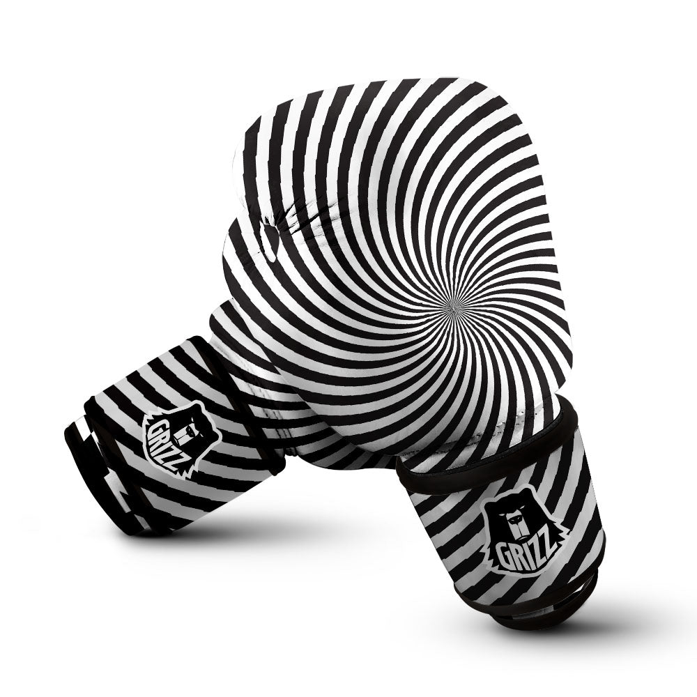 Swirl Illusion White And Black Print Boxing Gloves-grizzshop
