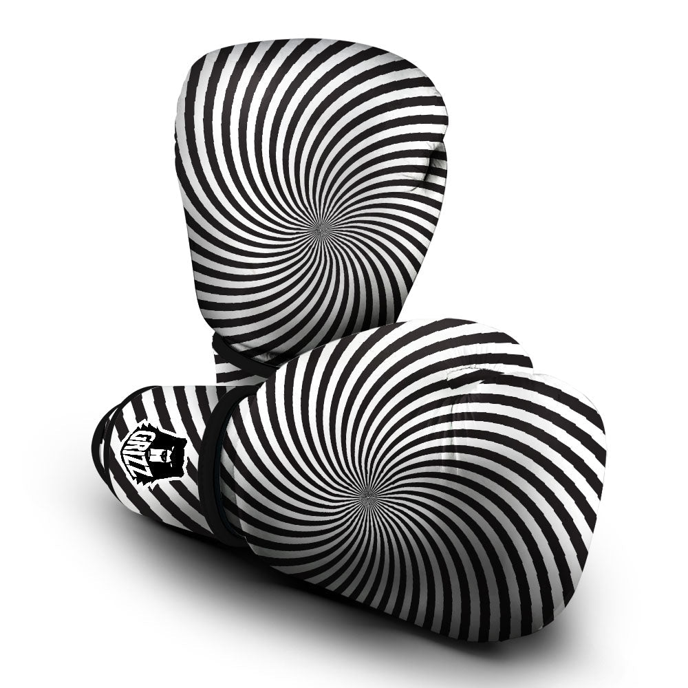 Swirl Illusion White And Black Print Boxing Gloves-grizzshop
