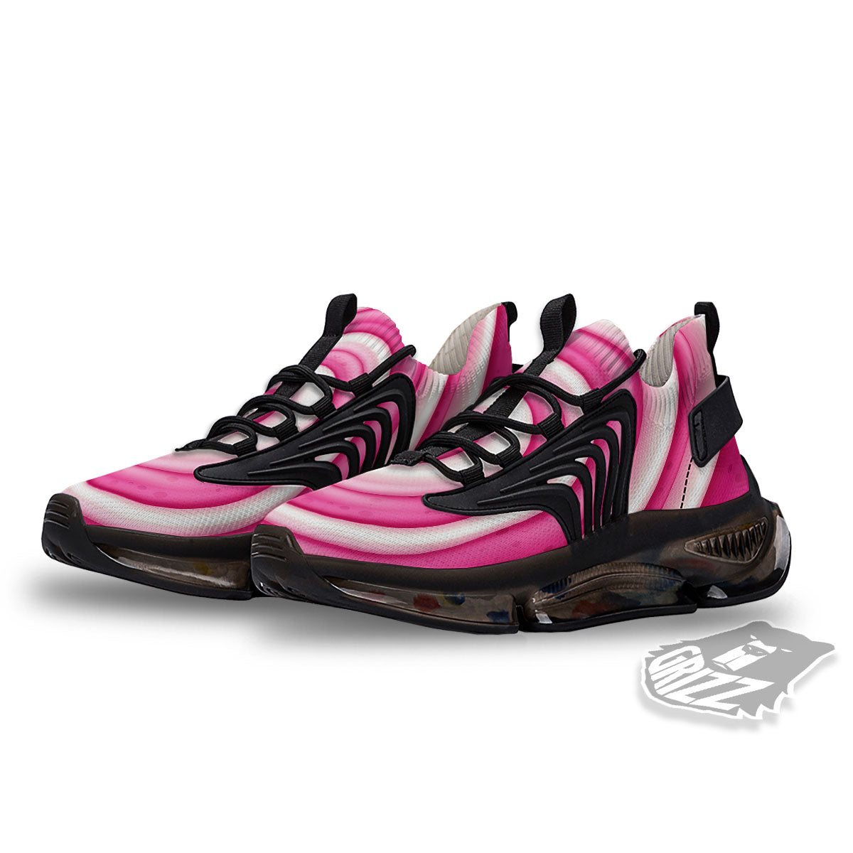 Swirl Pink Lollipop Print Black Gym Shoes-grizzshop