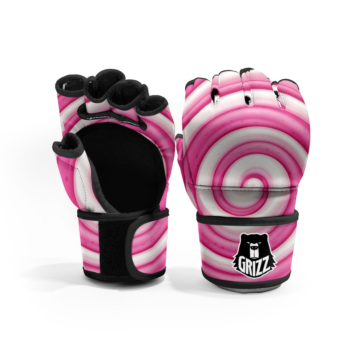 Swirl Pink Lollipop Print MMA Gloves-grizzshop