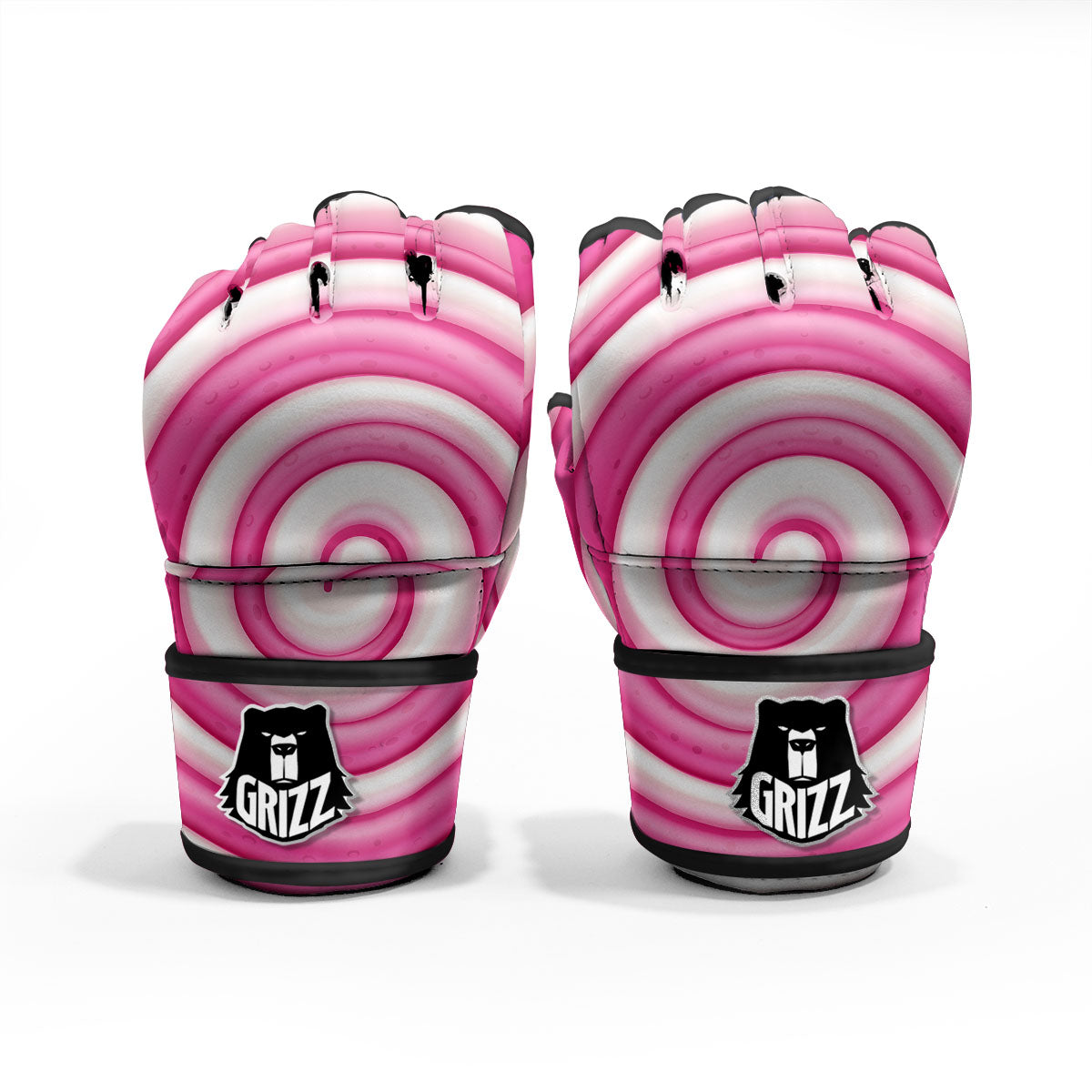 Swirl Pink Lollipop Print MMA Gloves-grizzshop