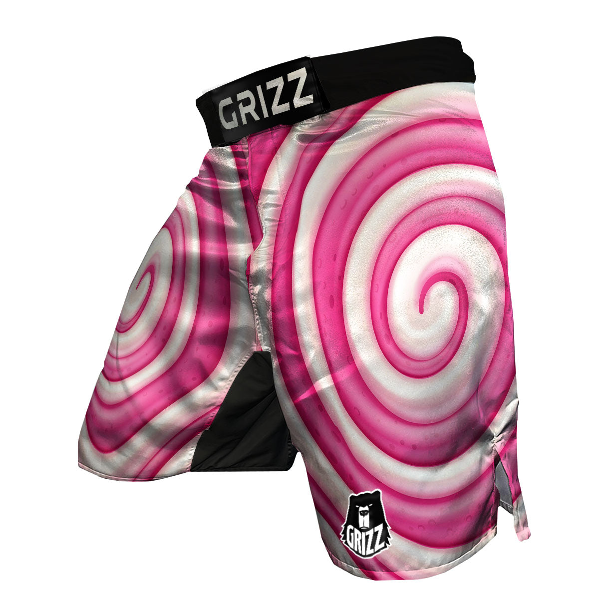 Swirl Pink Lollipop Print MMA Shorts-grizzshop